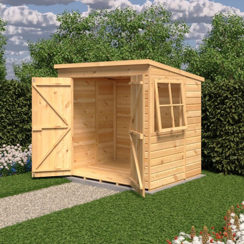 Loxley 7' x 5' Double Door Shiplap Pent Shed | Sheds.co.uk