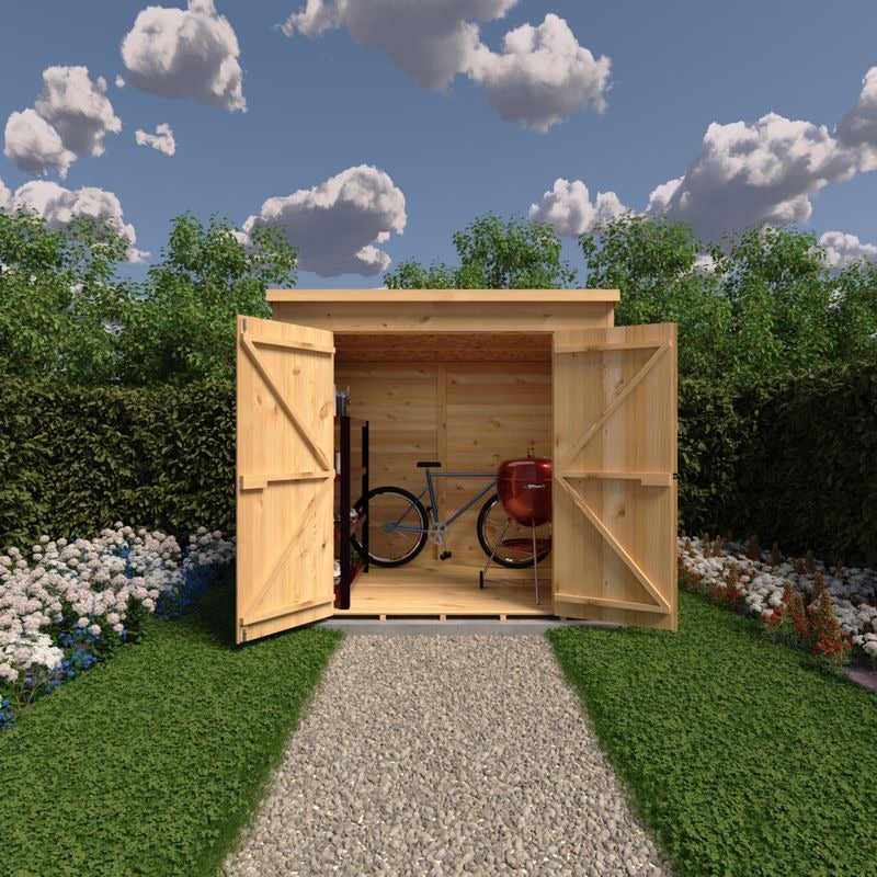 Loxley 7' x 5' Double Door Shiplap Pent Shed | Sheds.co.uk