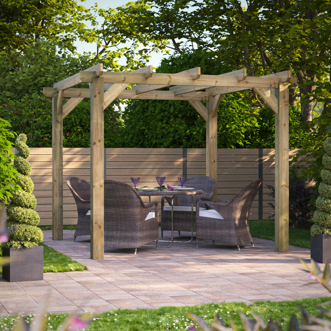 Powersheds 10' x 10' Pressure Treated Pergola | Sheds.co.uk