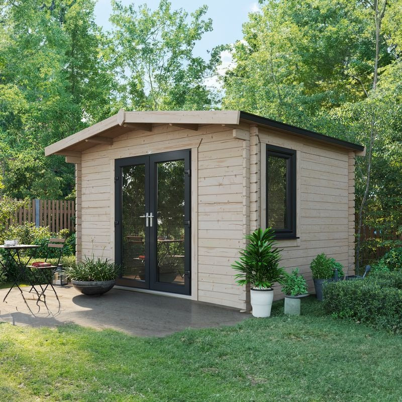 Powersheds 10' x 12' Chalet Log Cabin Home Office - 44mm | Sheds.co.uk