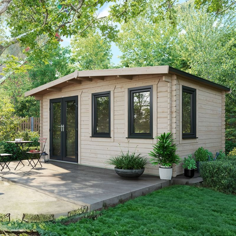 Powersheds 10' x 16' Chalet Log Cabin Home Office - 44mm | Sheds.co.uk