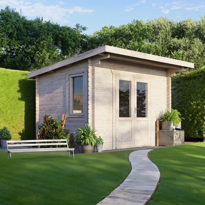 Powersheds 12' x 10' Pent Log Cabin Home Office - 28mm | Sheds.co.uk