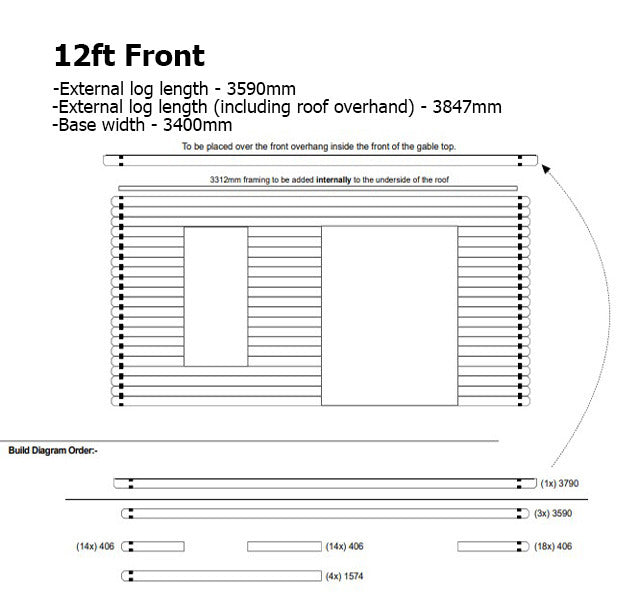 Powersheds 12' x 12' Apex Log Cabin Home Office - 44mm | Sheds.co.uk