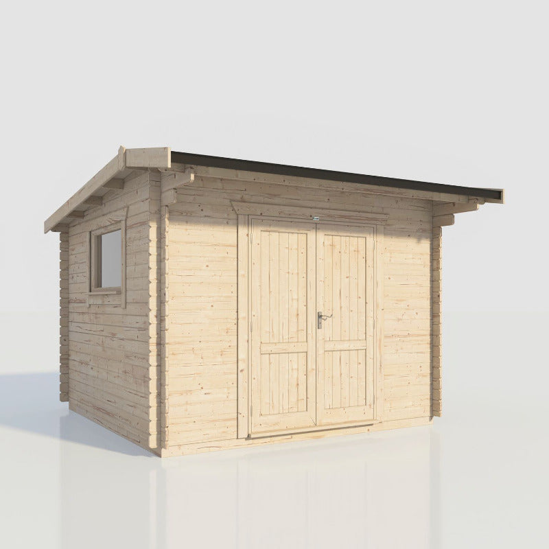 Powersheds 12' x 12' Apex Workshop Log Cabin - 28mm - Centre Door | Sheds.co.uk