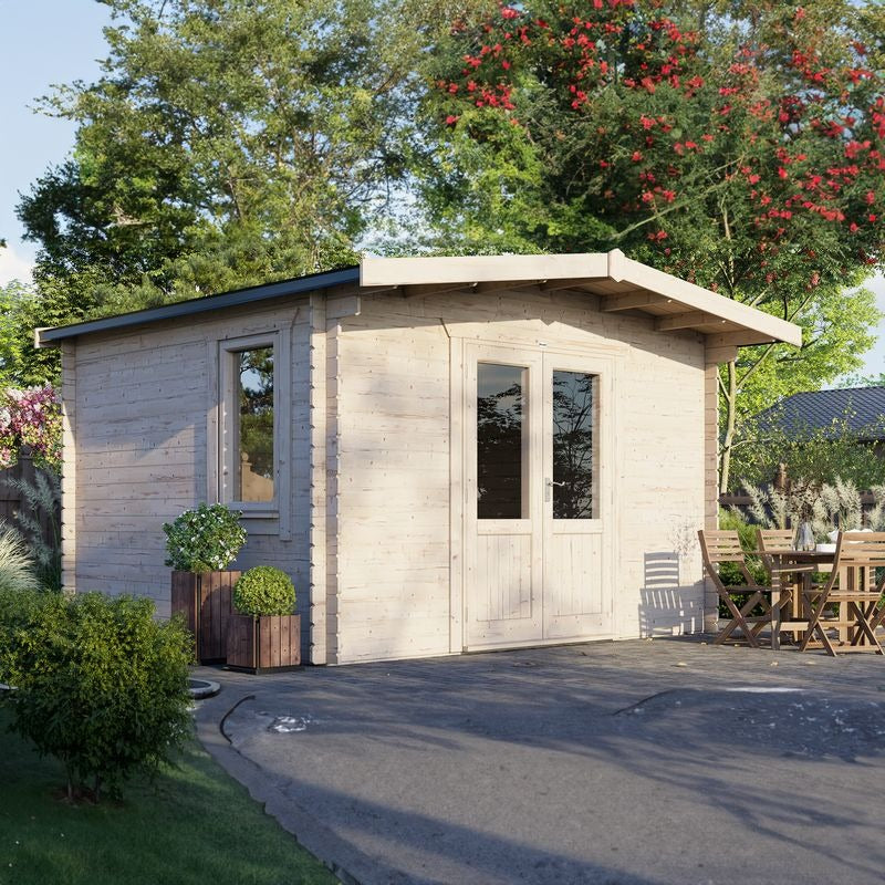 Powersheds 12' x 14' Chalet Log Cabin Home Office - 28mm | Sheds.co.uk