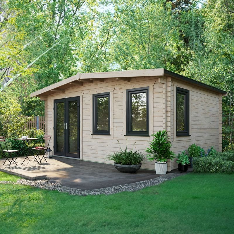 Powersheds 12' x 16' Chalet Log Cabin Home Office - 44mm | Sheds.co.uk