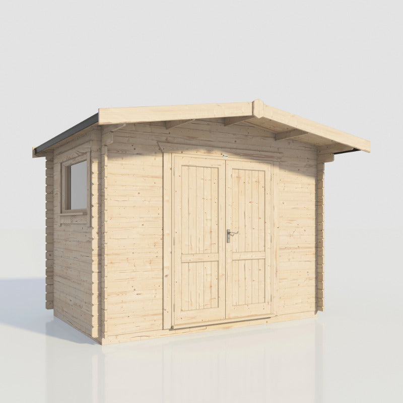 Powersheds 12' x 8' Chalet Workshop Log Cabin - 28mm - Centre Door | Sheds.co.uk