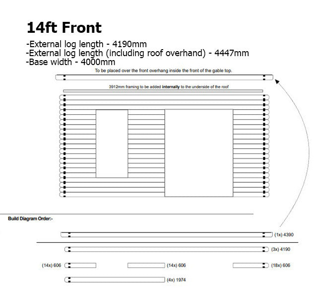 Powersheds 14' x 10' Apex Log Cabin Home Office - 44mm