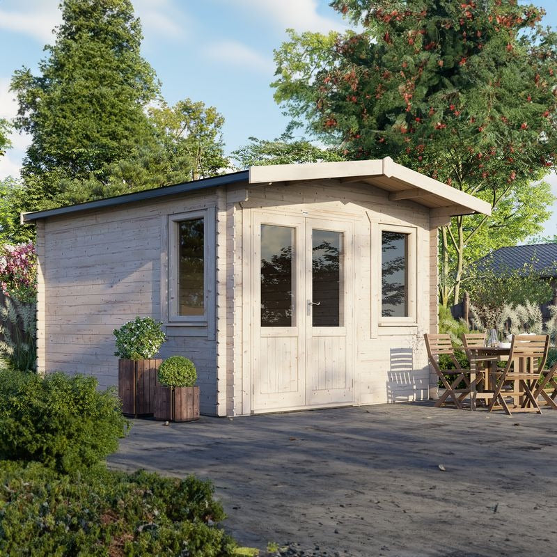Powersheds 14' x 12' Chalet Log Cabin Home Office - 28mm | Sheds.co.uk