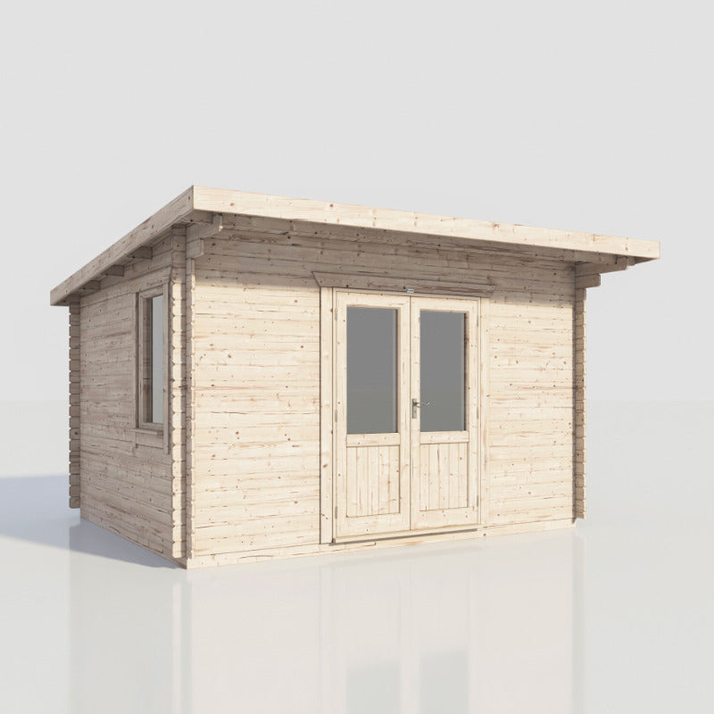 Powersheds 14' x 12' Pent Log Cabin Home Office - 28mm | Sheds.co.uk