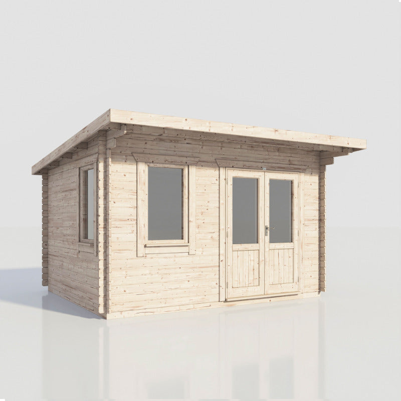 Powersheds 14' x 12' Pent Log Cabin Home Office - 28mm | Sheds.co.uk