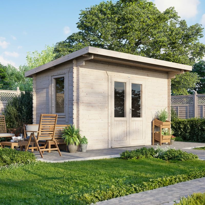 Powersheds 14' x 8' Pent Log Cabin Home Office - 28mm | Sheds.co.uk