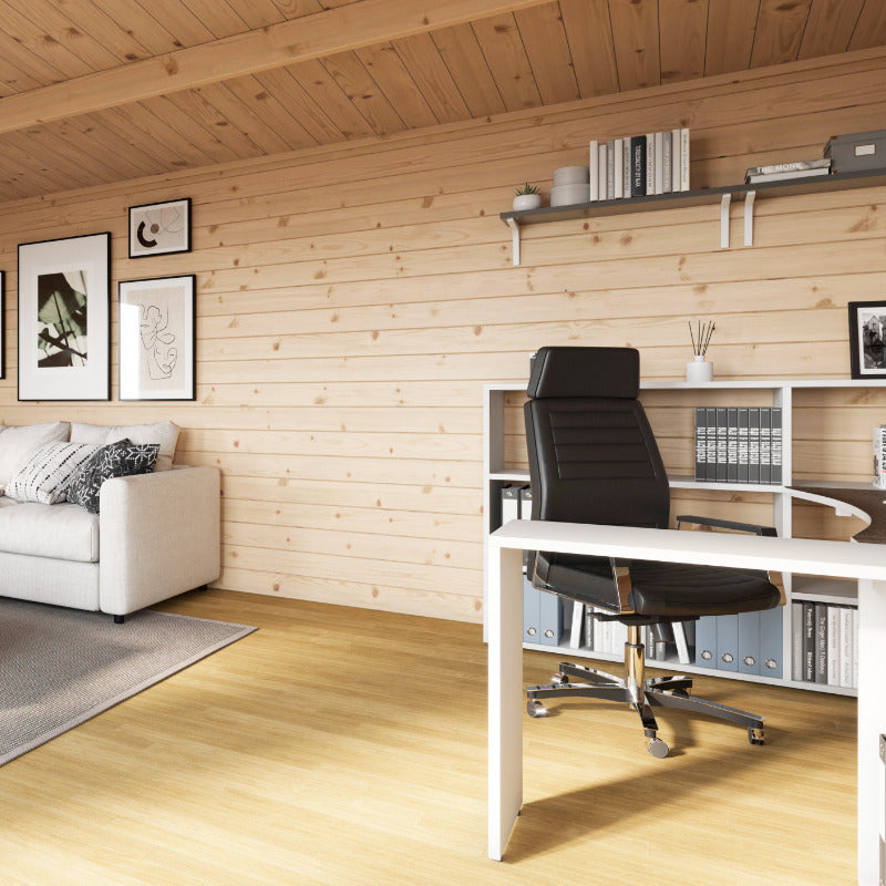 Powersheds 12' x 10' Pent Workshop Log Cabin - 28mm - Centre Door | Sheds.co.uk