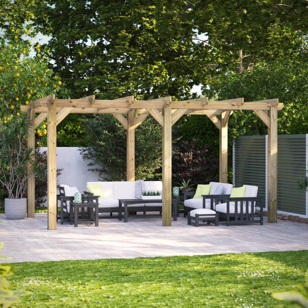 Powersheds 16' x 10' Pressure Treated Pergola | Sheds.co.uk