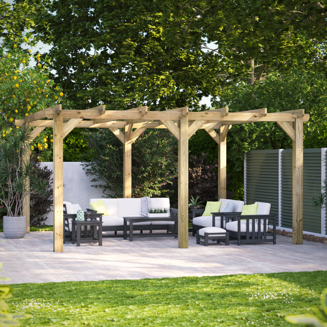Powersheds 16' x 14' Pressure Treated Pergola | Sheds.co.uk