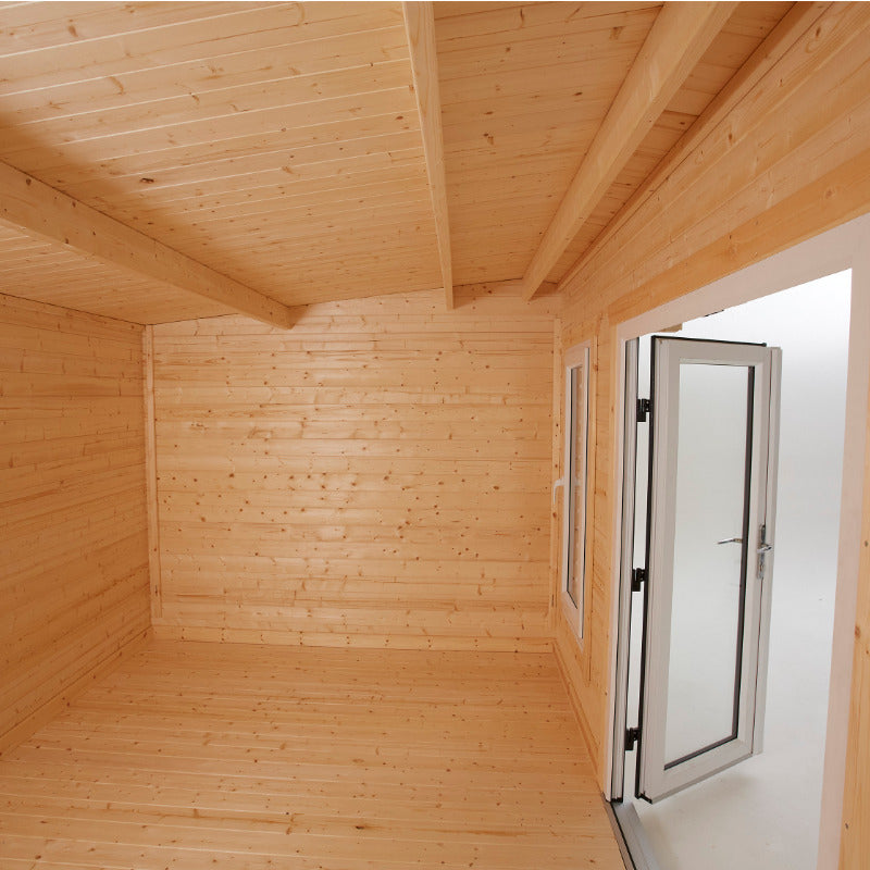 Powersheds 12' x 10' Apex Log Cabin Home Office - 44mm | Sheds.co.uk