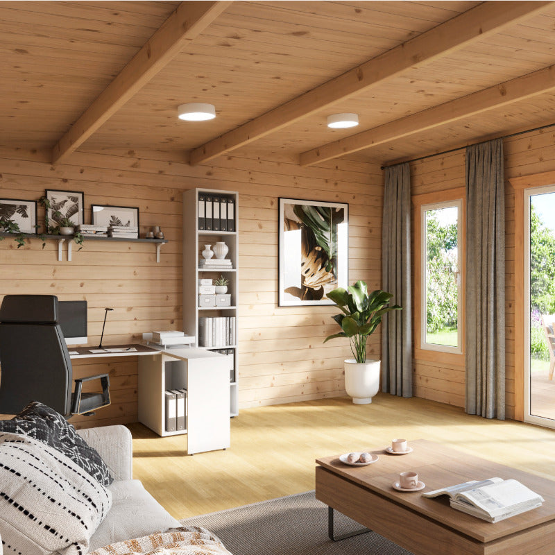 Powersheds 16' x 14' Apex Log Cabin Home Office - 44mm | Sheds.co.uk