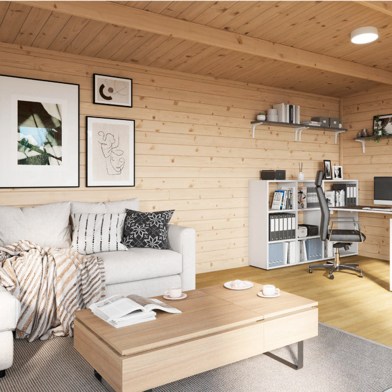 Powersheds 16' x 14' Apex Log Cabin Home Office - 44mm | Sheds.co.uk