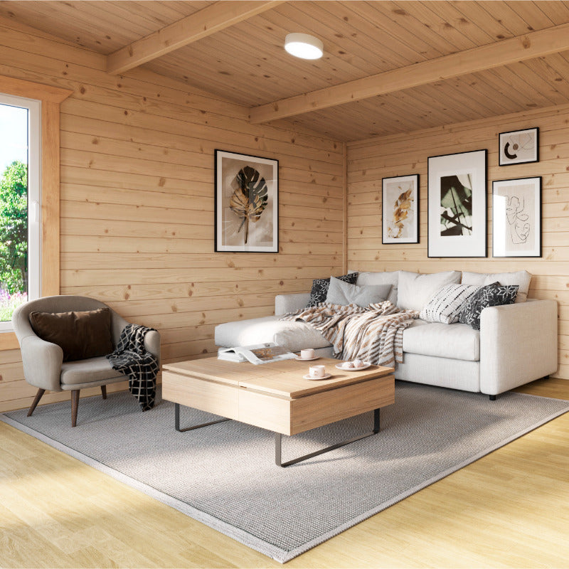 Powersheds 16' x 14' Apex Log Cabin Home Office - 44mm | Sheds.co.uk