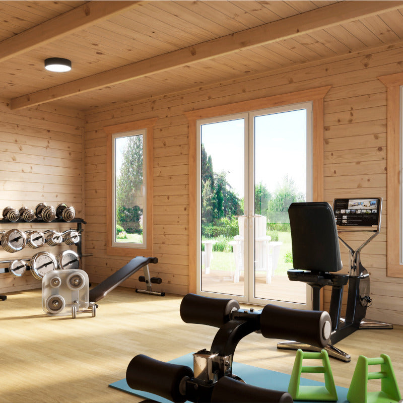 Powersheds 16' x 12' Pent Log Cabin Home Office - 44mm | Sheds.co.uk
