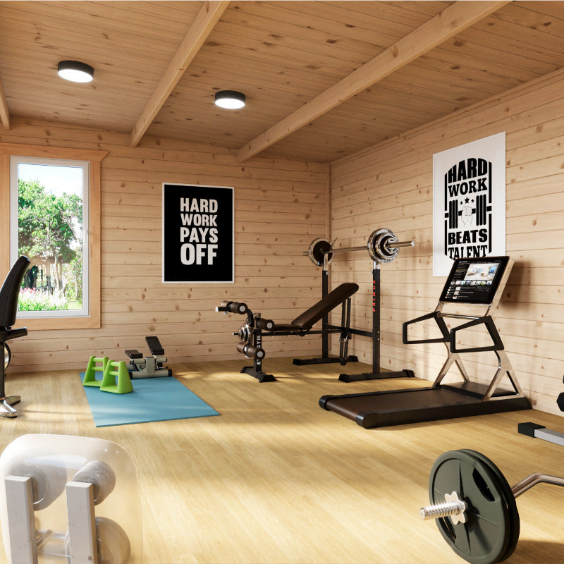 Powersheds 16' x 12' Pent Log Cabin Home Office - 44mm | Sheds.co.uk