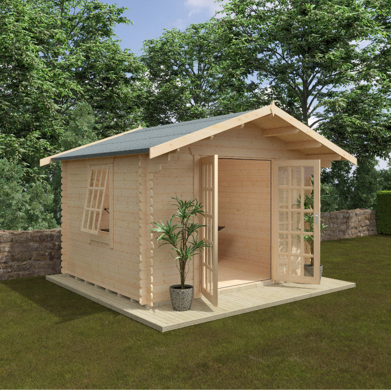 Redlands 10' x 12' Philadelphia Log Cabin - 28mm | Sheds.co.uk