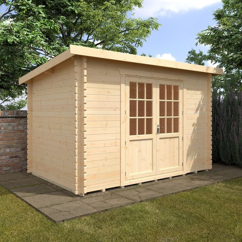 Redlands 12' x 8' Erin Log Cabin - 44mm | Sheds.co.uk