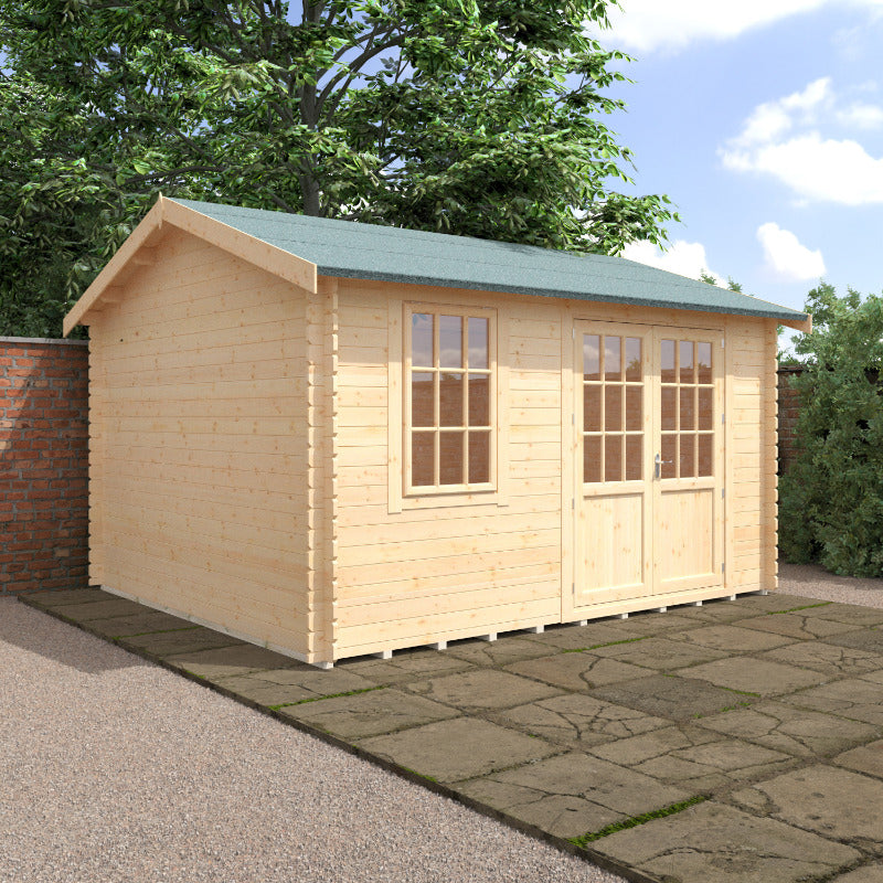 Redlands 14' x 12' Hazeltine Log Cabin - 28mm | Sheds.co.uk