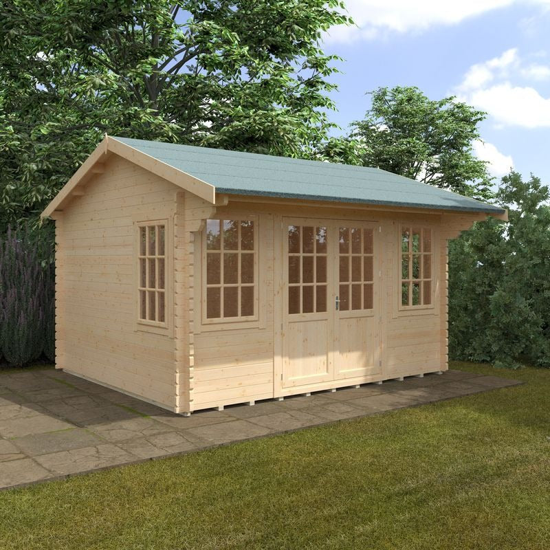 Redlands 14' x 12' Valhalla Log Cabin - 44mm | Sheds.co.uk