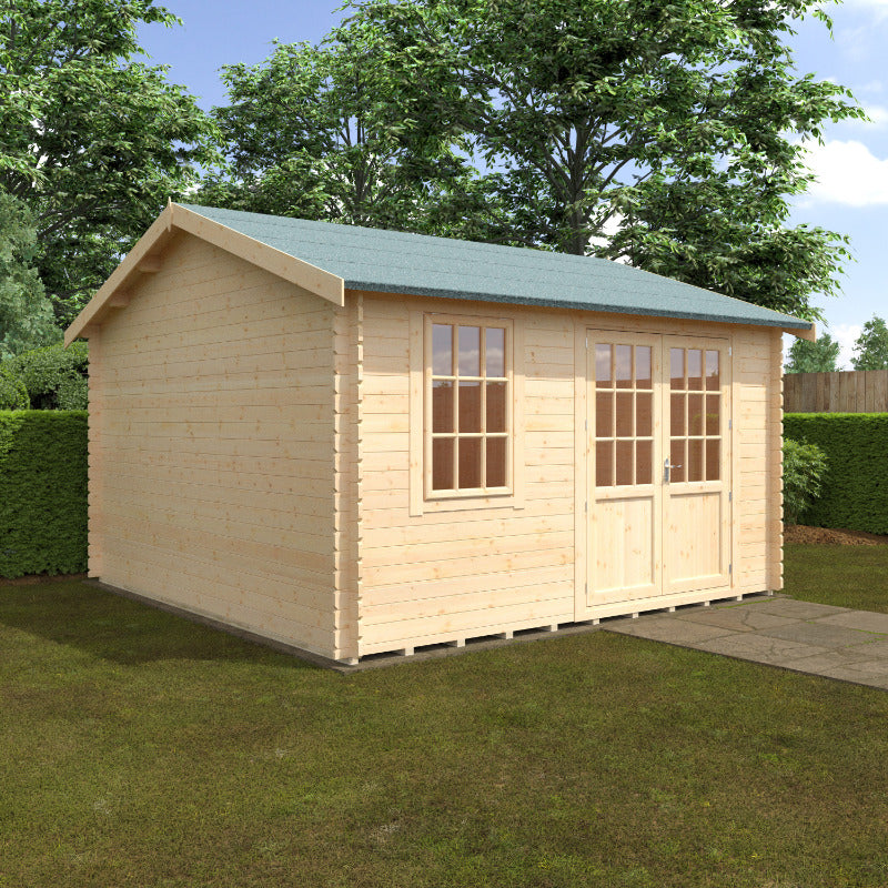 Redlands 14' x 14' Hazeltine Log Cabin - 28mm | Sheds.co.uk
