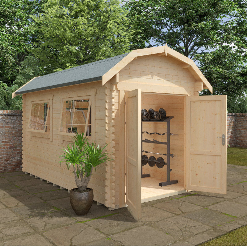 Redlands 2.4m x 4.2m Atlanta Log Cabin - 44mm | Sheds.co.uk