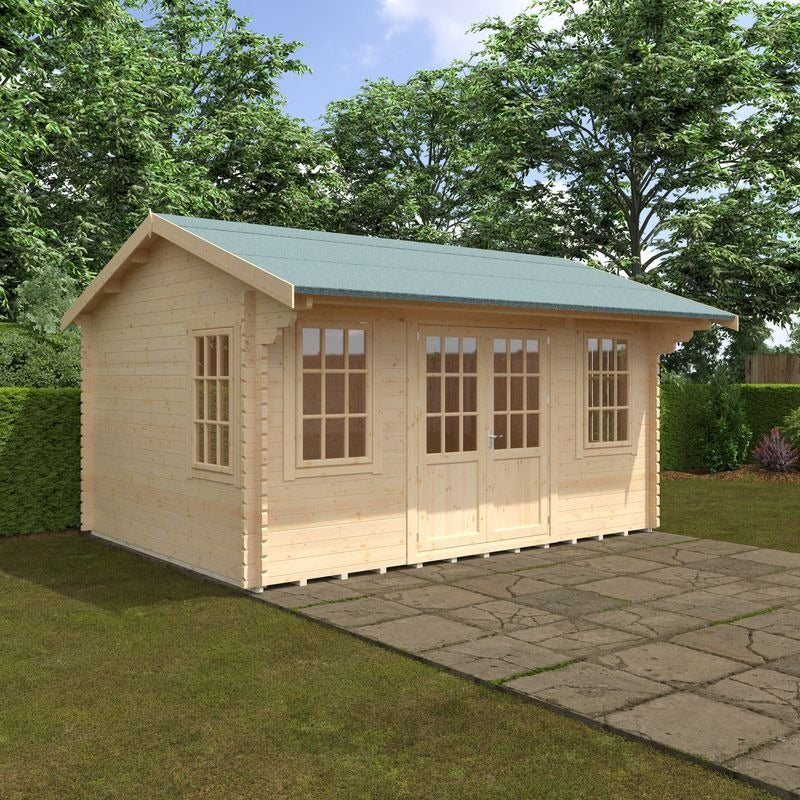 Redlands 16' x 12' Valhalla Log Cabin - 44mm | Sheds.co.uk