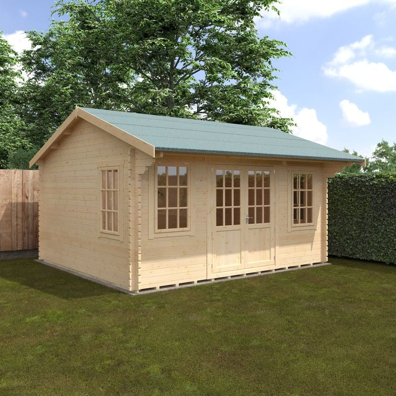 Redlands 16' x 14' Valhalla Log Cabin - 44mm | Sheds.co.uk