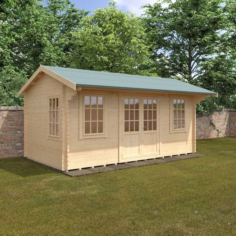 Redlands 18' x 10' Valhalla Log Cabin - 44mm | Sheds.co.uk