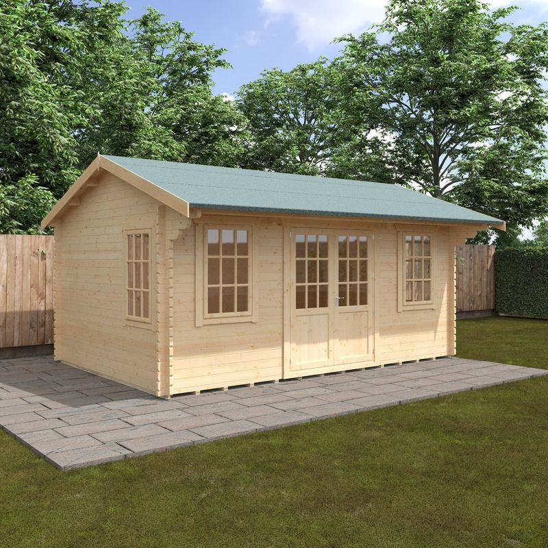 Redlands 18' x 12' Valhalla Log Cabin - 44mm | Sheds.co.uk