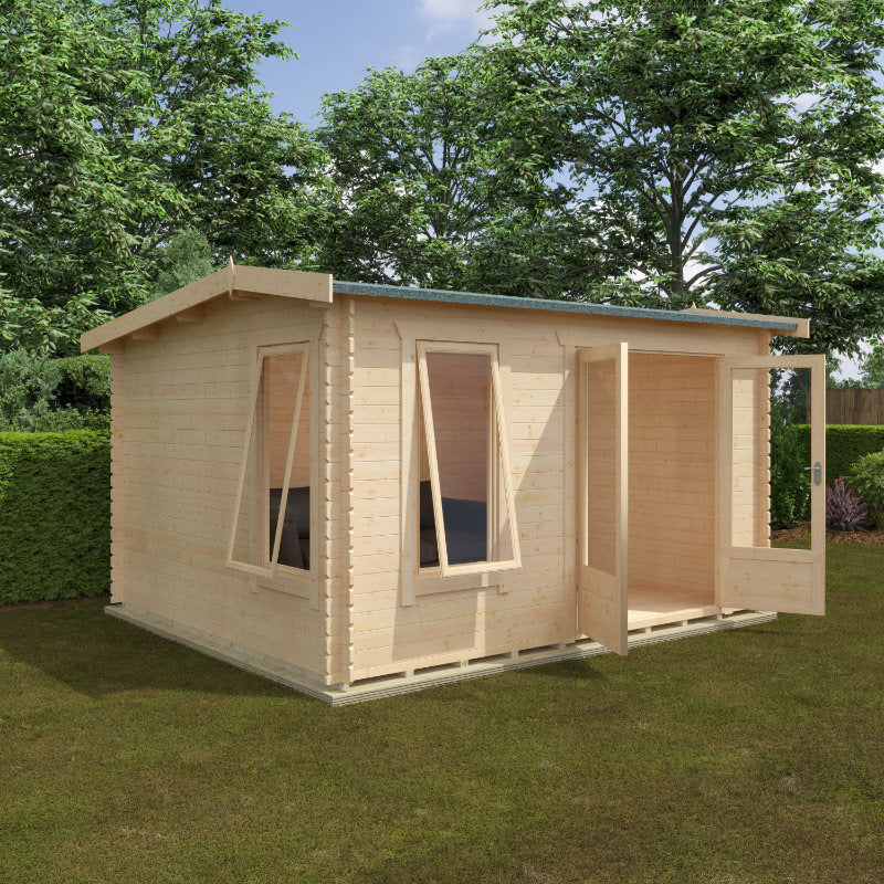 Redlands 3.6m x 3m Merion Log Cabin - 28mm | Sheds.co.uk