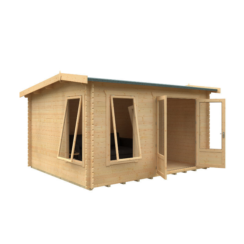 Redlands 3.6m x 3m Merion Log Cabin - 28mm | Sheds.co.uk