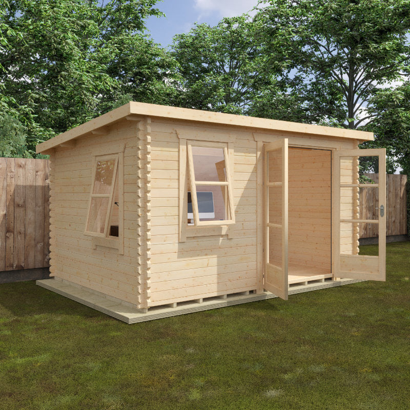 Redlands 4.2m x 3m Medinah Log Cabin | Sheds.co.uk