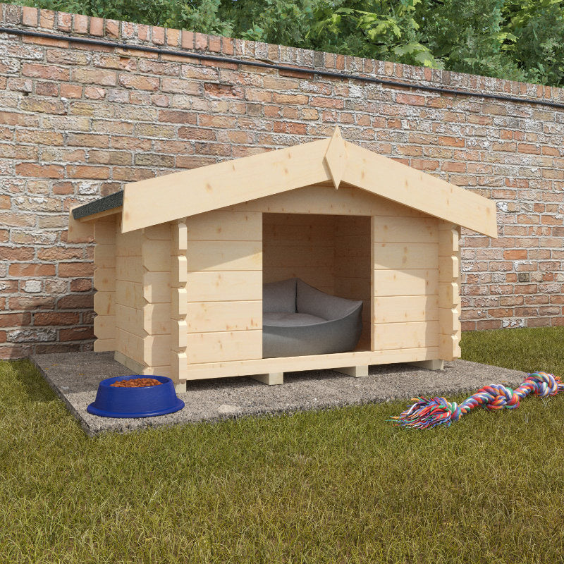 Redlands Deluxe Log Cabin Style Dog Kennel | Sheds.co.uk