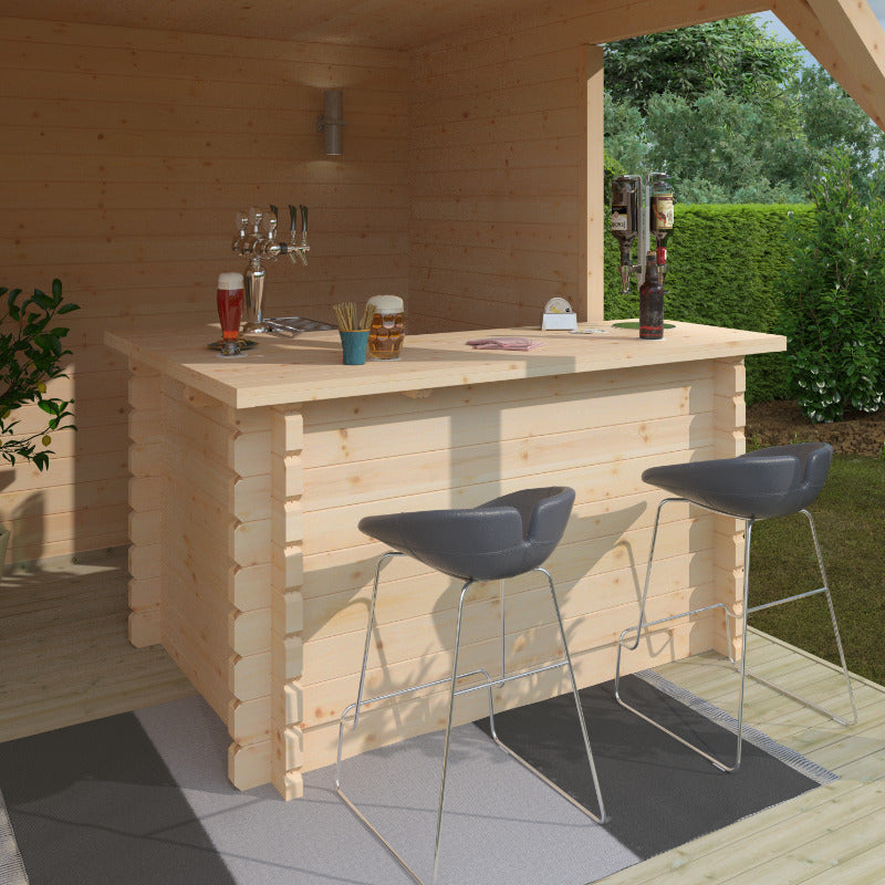 Redlands L-Shaped Log Cabin Bar - 44mm | Sheds.co.uk