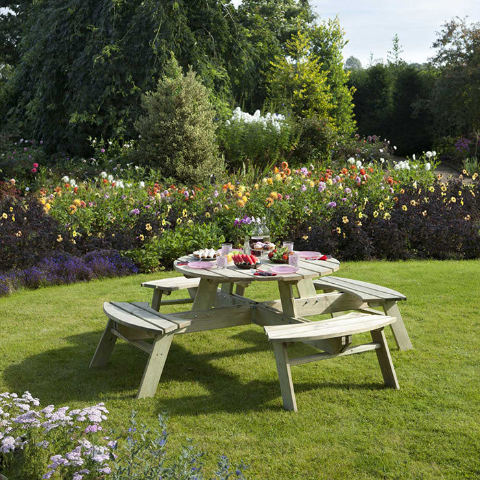 Rowlinson Round Picnic Table | Sheds.co.uk