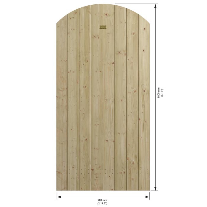 Rowlinson 3' x 6' Tongue & Groove Arch Top Wooden Gate