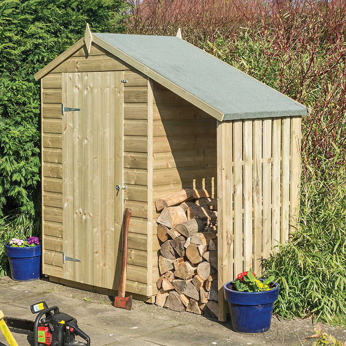 Rowlinson 4' x 3' Pressure Treated Shiplap Apex Shed with Lean To | Sheds.co.uk