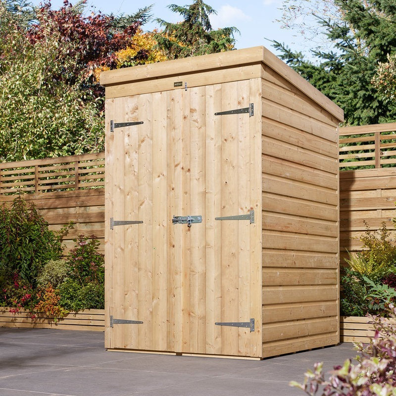 Rowlinson 4' x 4' Double Door Windowless Shiplap Pent Shed | Sheds.co.uk