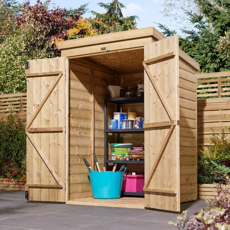 Rowlinson 4' x 4' Double Door Windowless Shiplap Pent Shed | Sheds.co.uk
