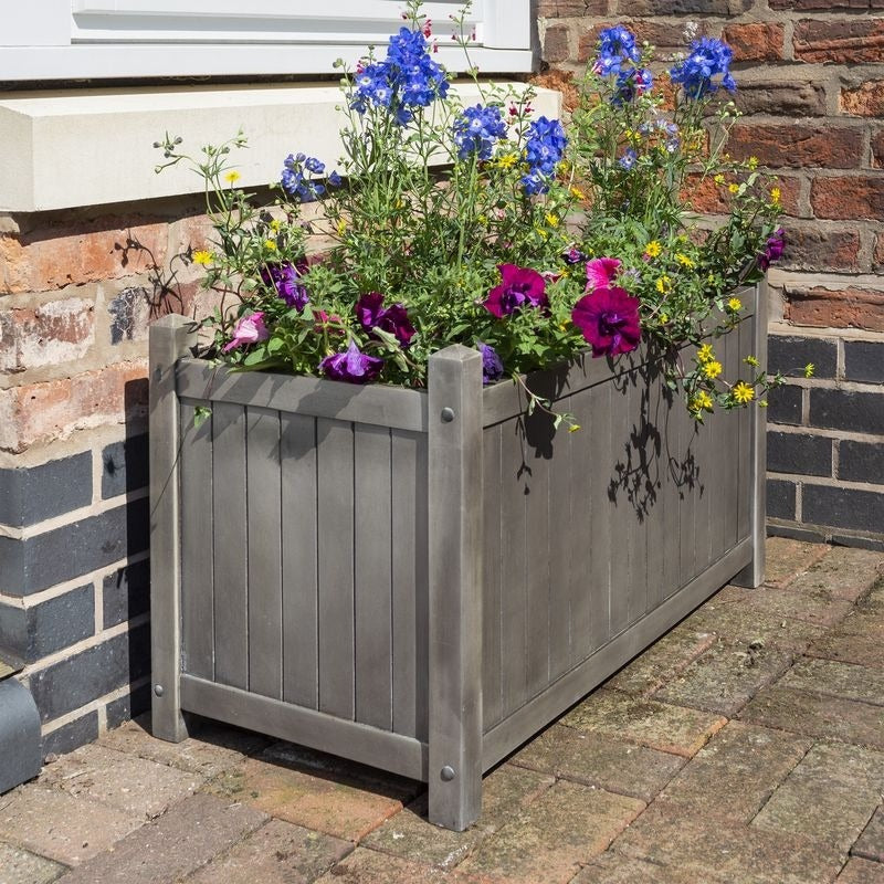 Rowlinson Alderley Grey Rectangular Planter | Sheds.co.uk