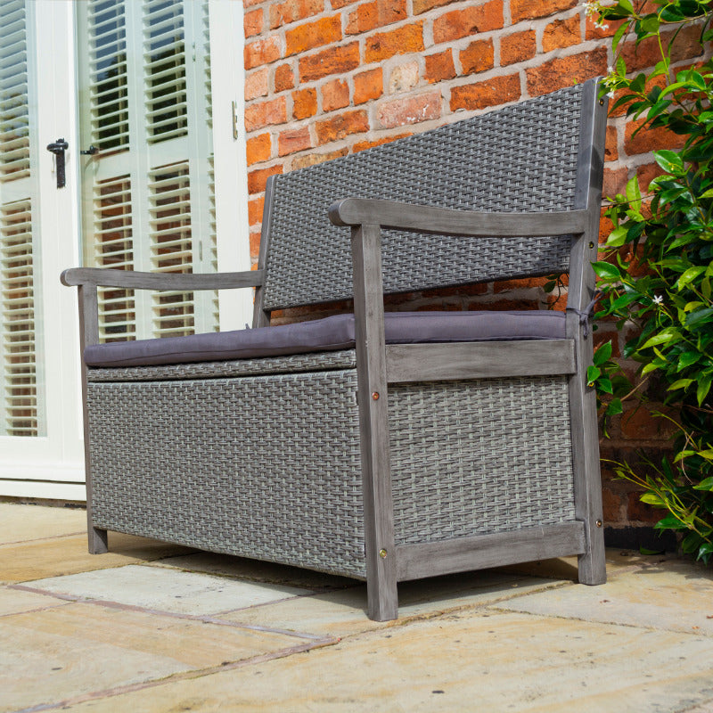 Rowlinson Alderley Rattan Storage Bench | Sheds.co.uk