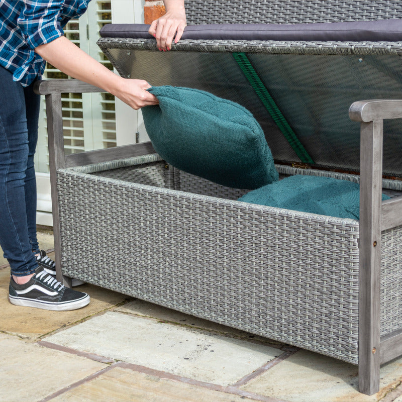 Rowlinson Alderley Rattan Storage Bench | Sheds.co.uk