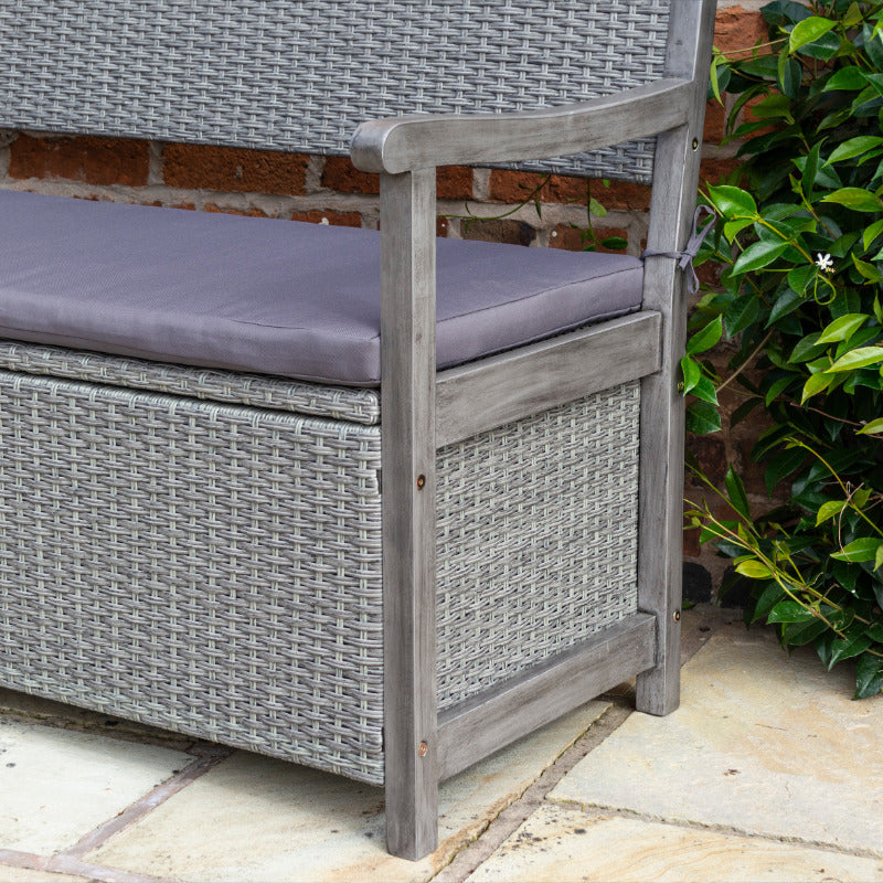 Rowlinson Alderley Rattan Storage Bench | Sheds.co.uk