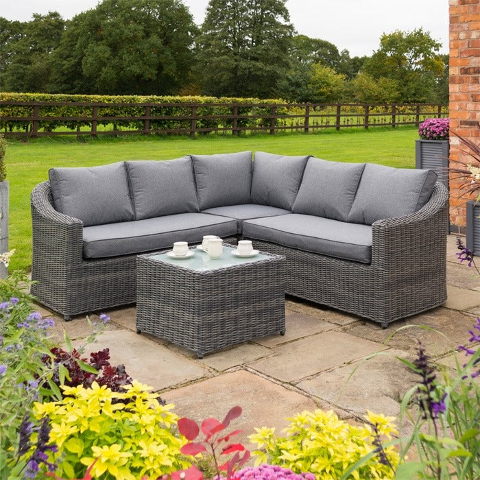 Rowlinson Bunbury Rattan Corner Set - Grey Weave | Sheds.co.uk